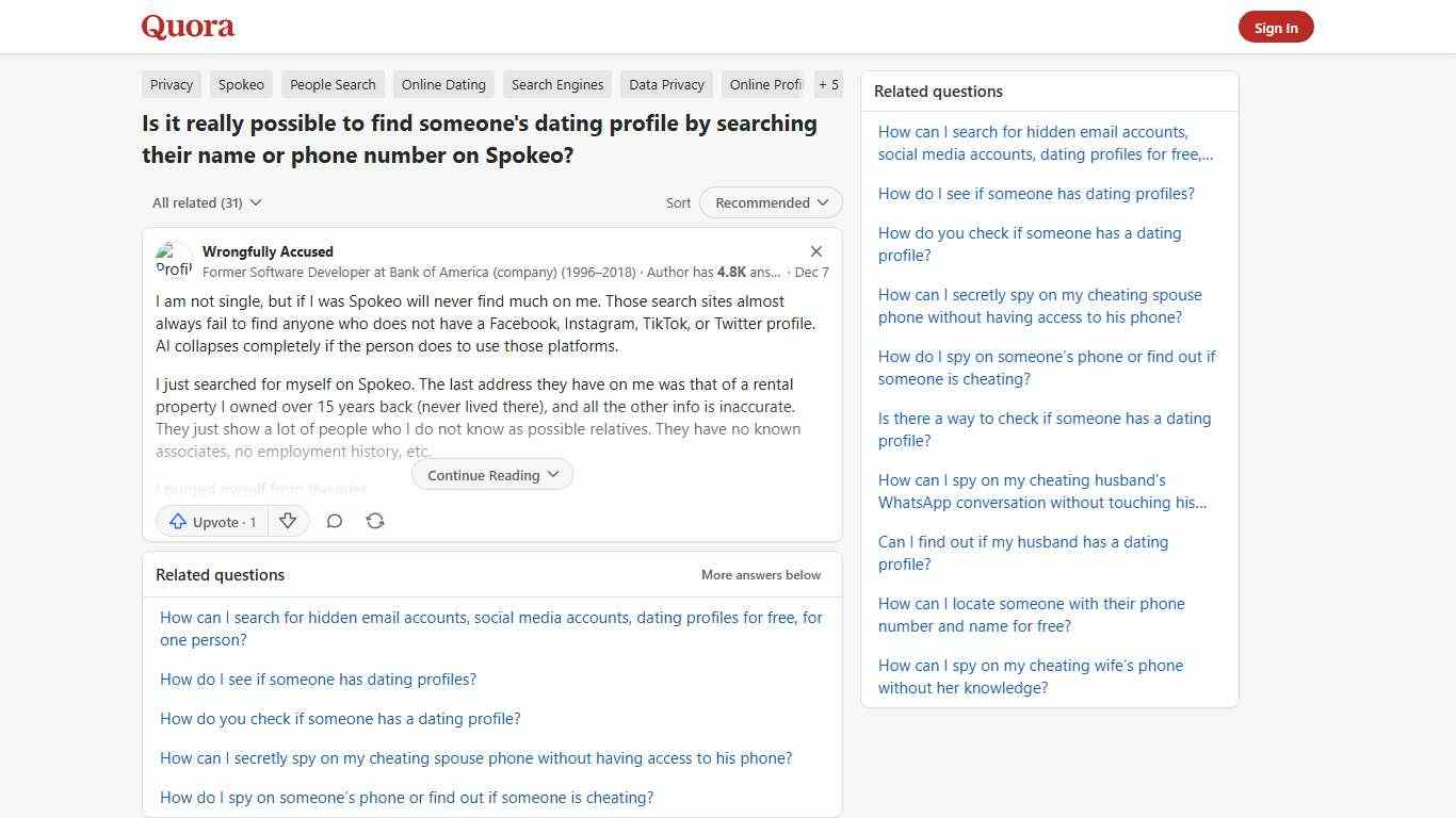 Is it really possible to find someone's dating profile by searching their name or phone number on Spokeo? - Quora